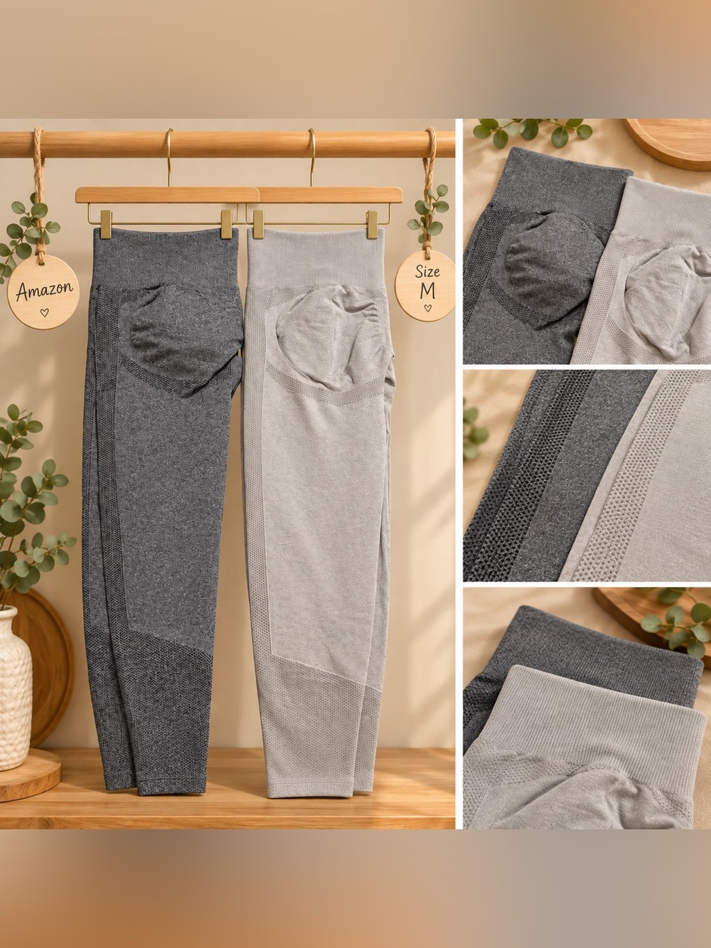 Women’s Seamless High-Waist Leggings 2-Pack Size M – Dark & Light Grey